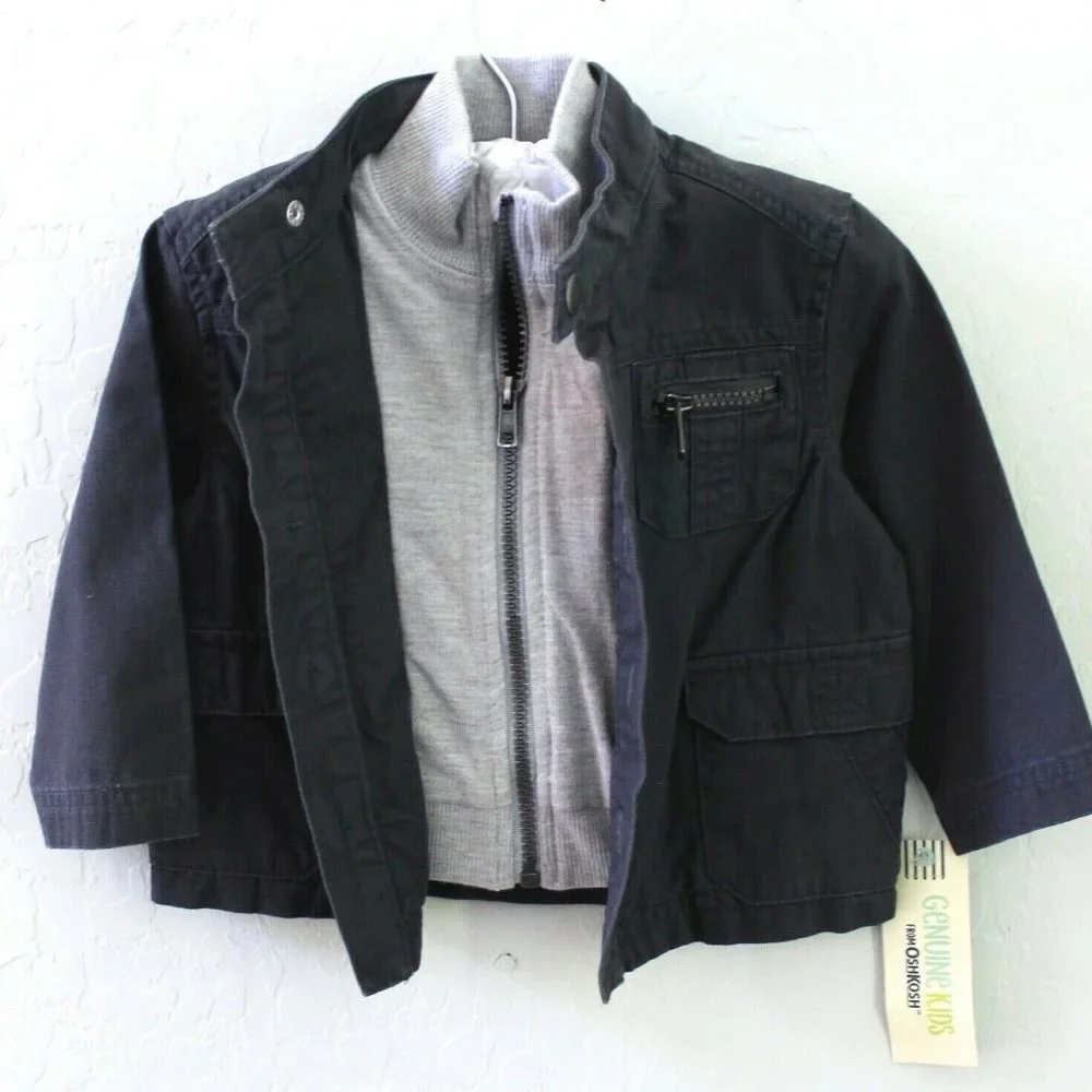 Genuine Kids by OshKosh Girls Charcoal High Neck Jacket Size 18 Months